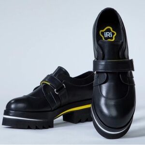 iRi Black and Yellow Women's Leather Loafers